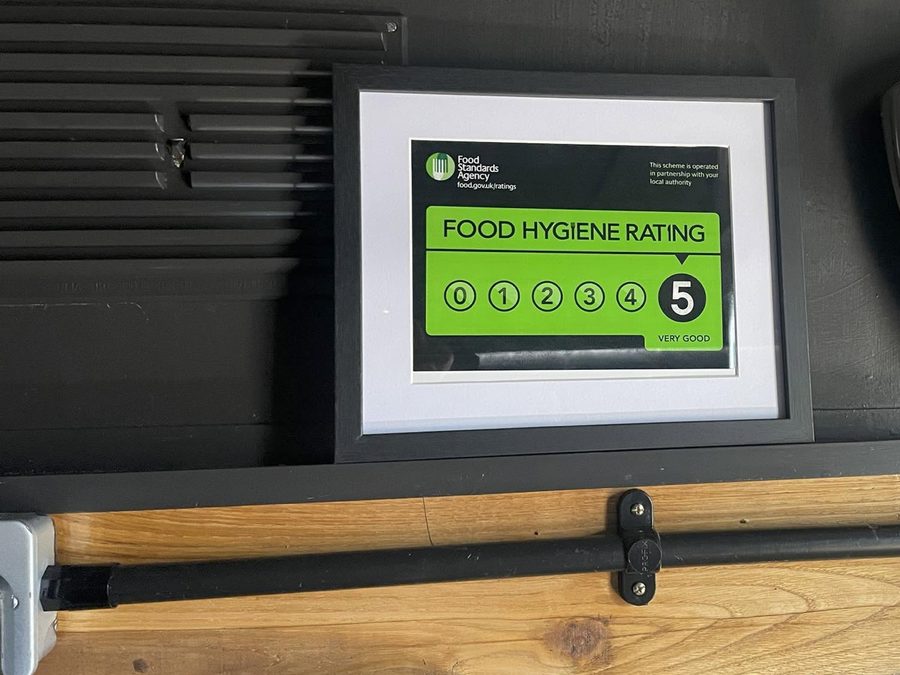 5-star Food Hygiene Rating certificate, rated Very Good